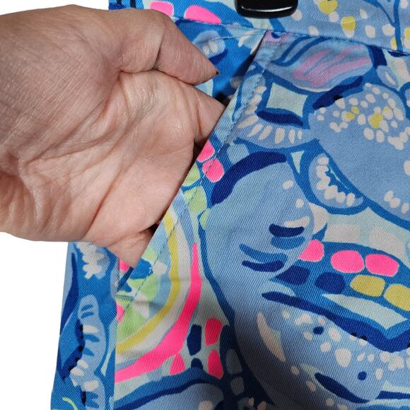 Lilly Pulitzer Womens Buttercup Stretch Short 2 Blue Floral Scallop Hem Low Rise - Picture 5 of 14